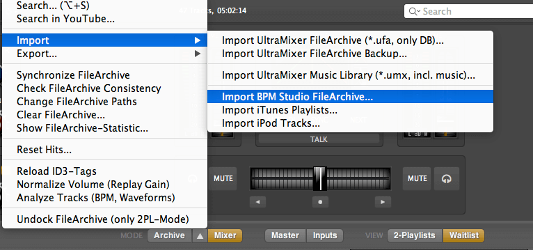 Ultramixer 6 FileArchive Importer Setting