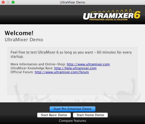 Ultramixer 6 License screen