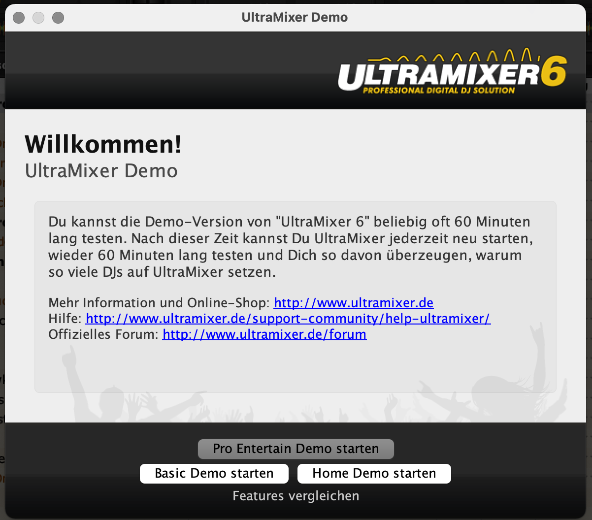 Wilkommen-Screen